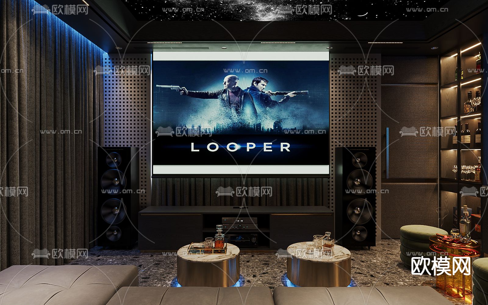 音影室 家庭影院免费3d模型下载（渲染图5）