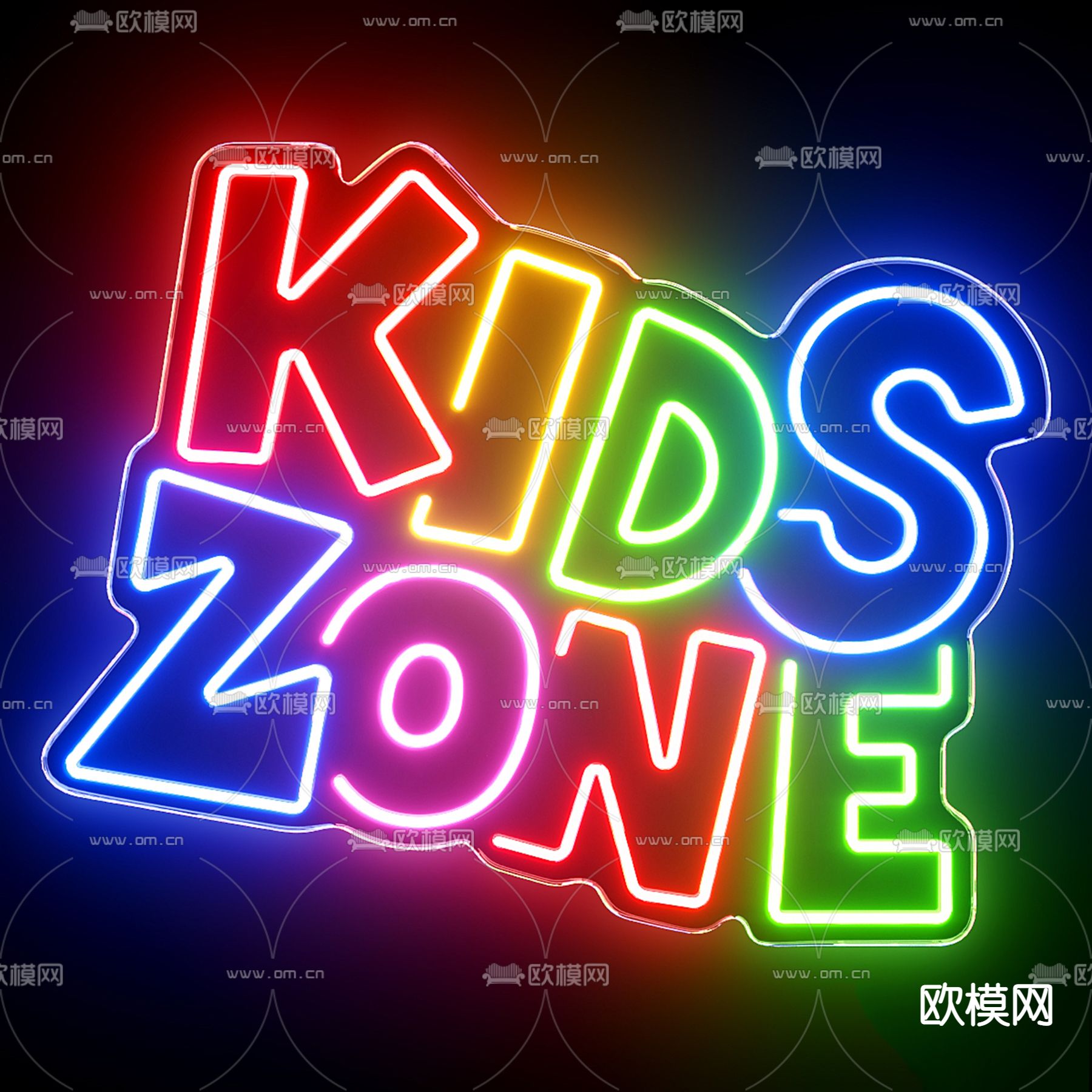 儿童区霓虹灯 装饰灯 发光字3d模型下载