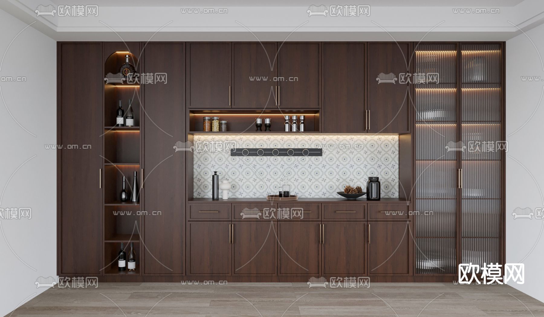 中古风酒柜3d模型下载