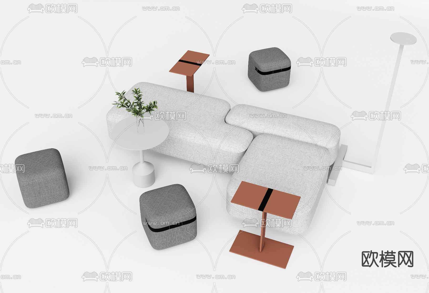 办公沙发 公共沙发3d模型下载