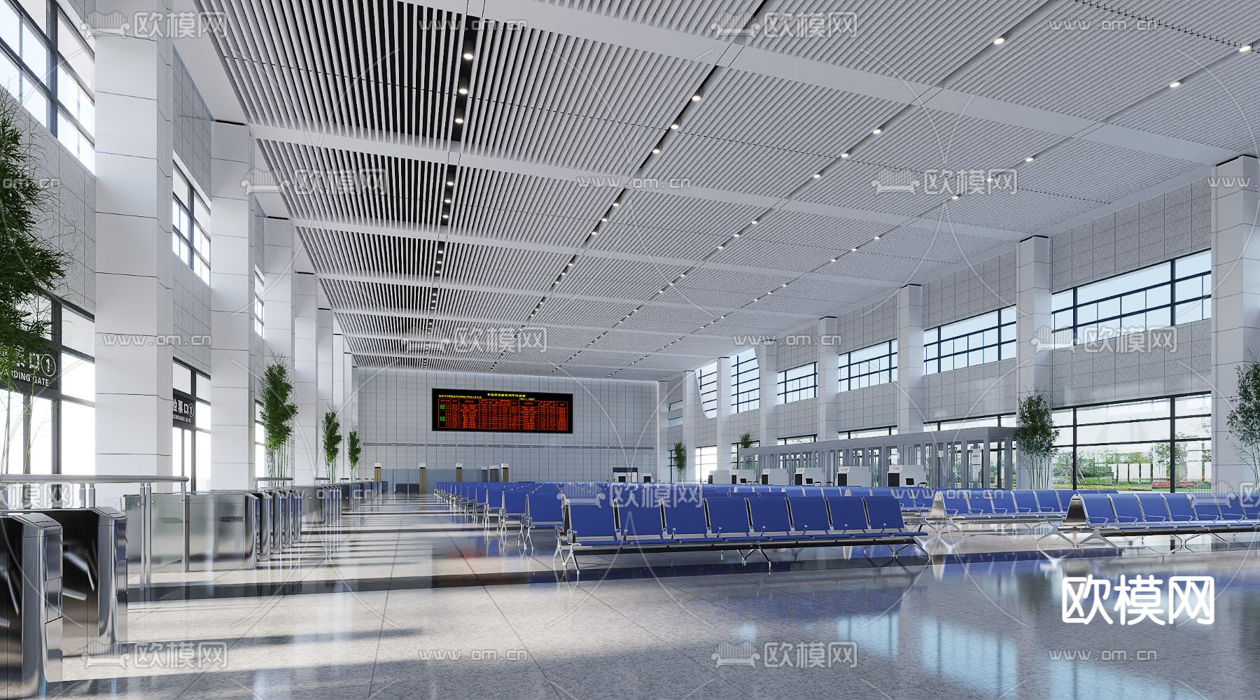 火车站 候车厅3d模型下载
