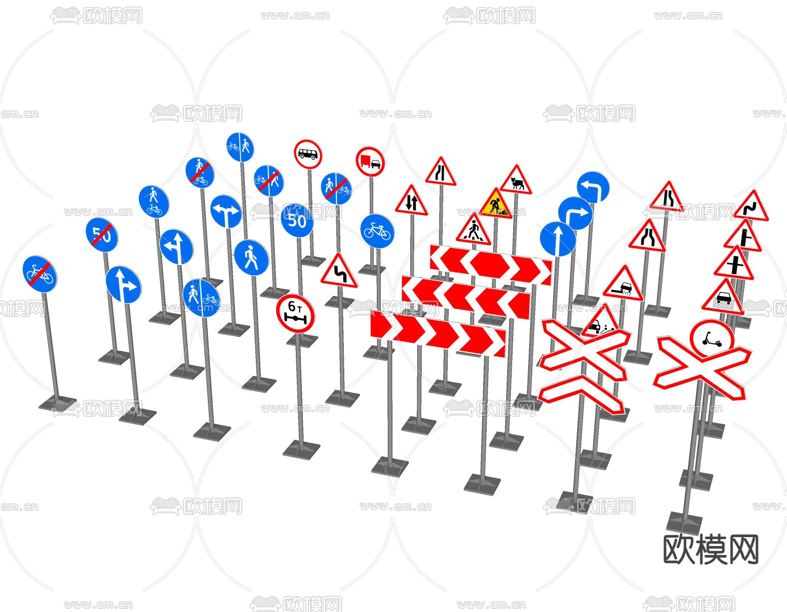 交通指示牌 路标su模型下载（渲染图1）