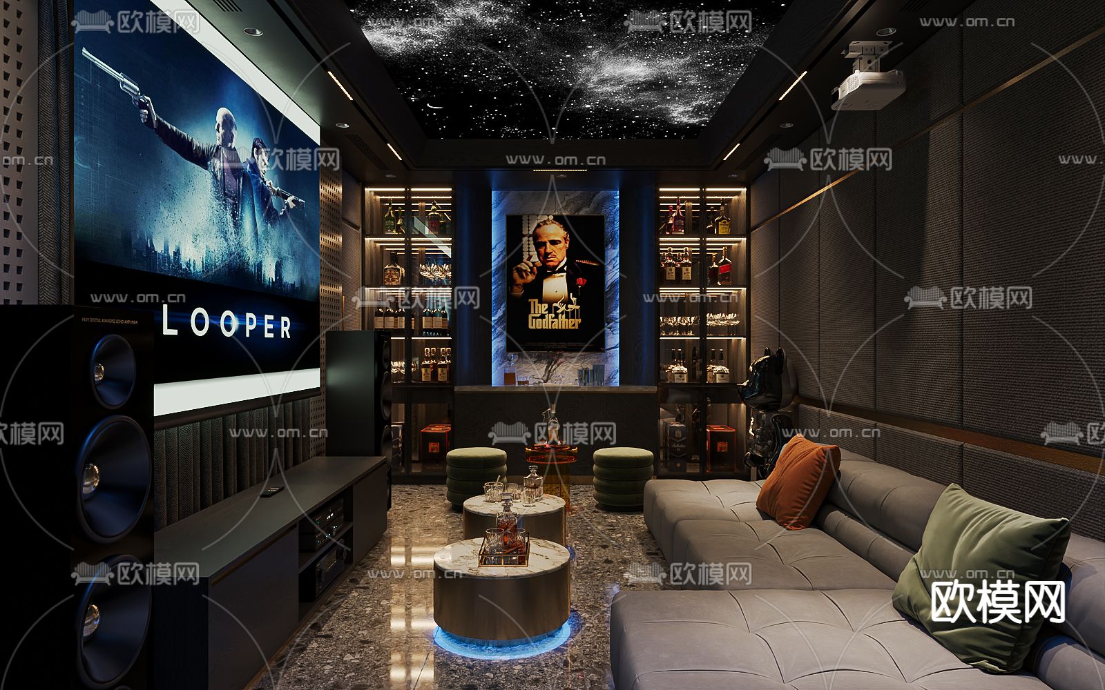 音影室 家庭影院免费3d模型下载（渲染图1）