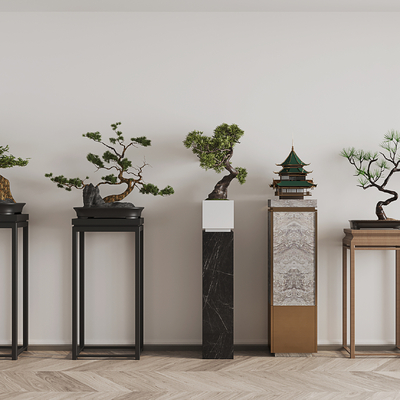  新中式花架su模型 