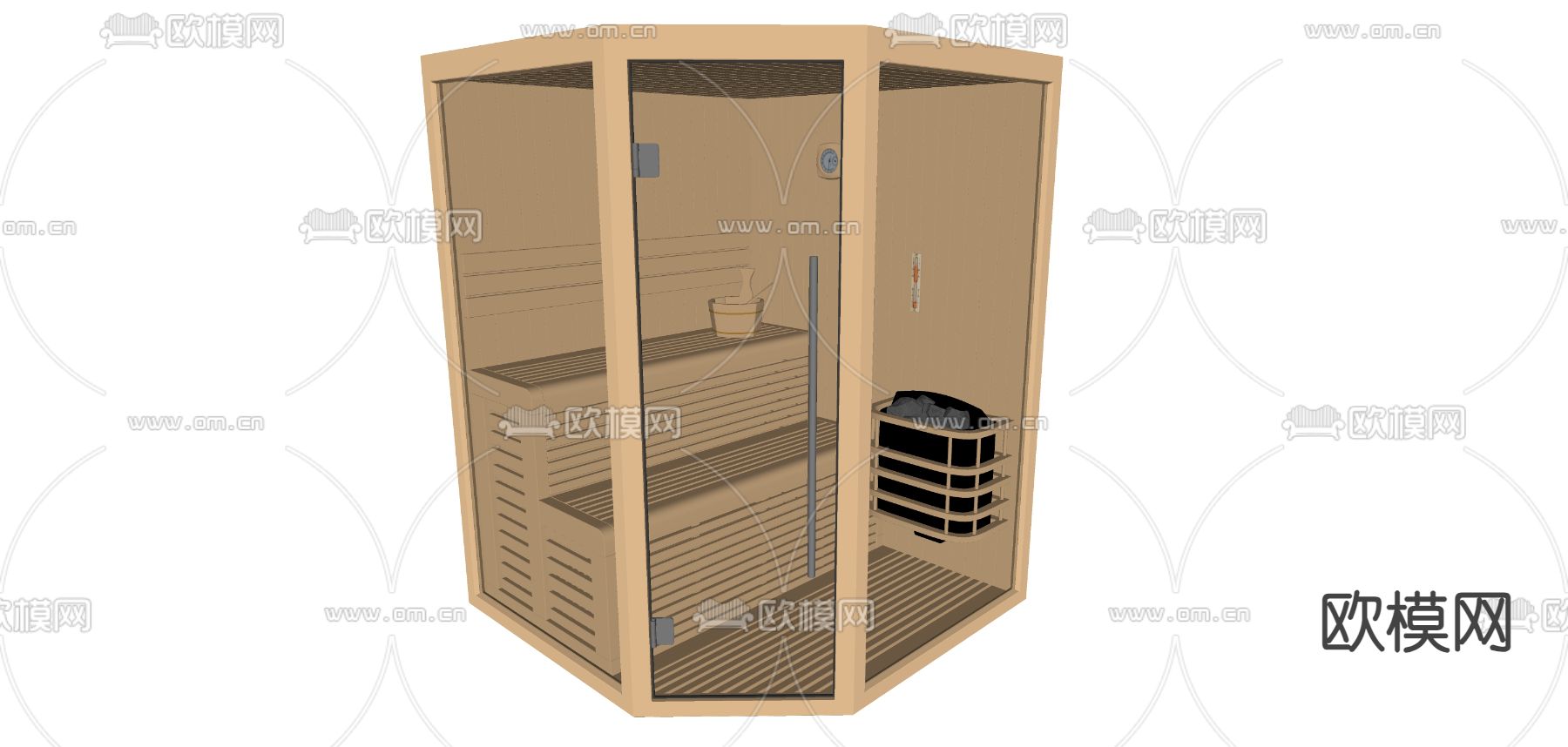 现代汗蒸桑拿房su模型下载（渲染图1）