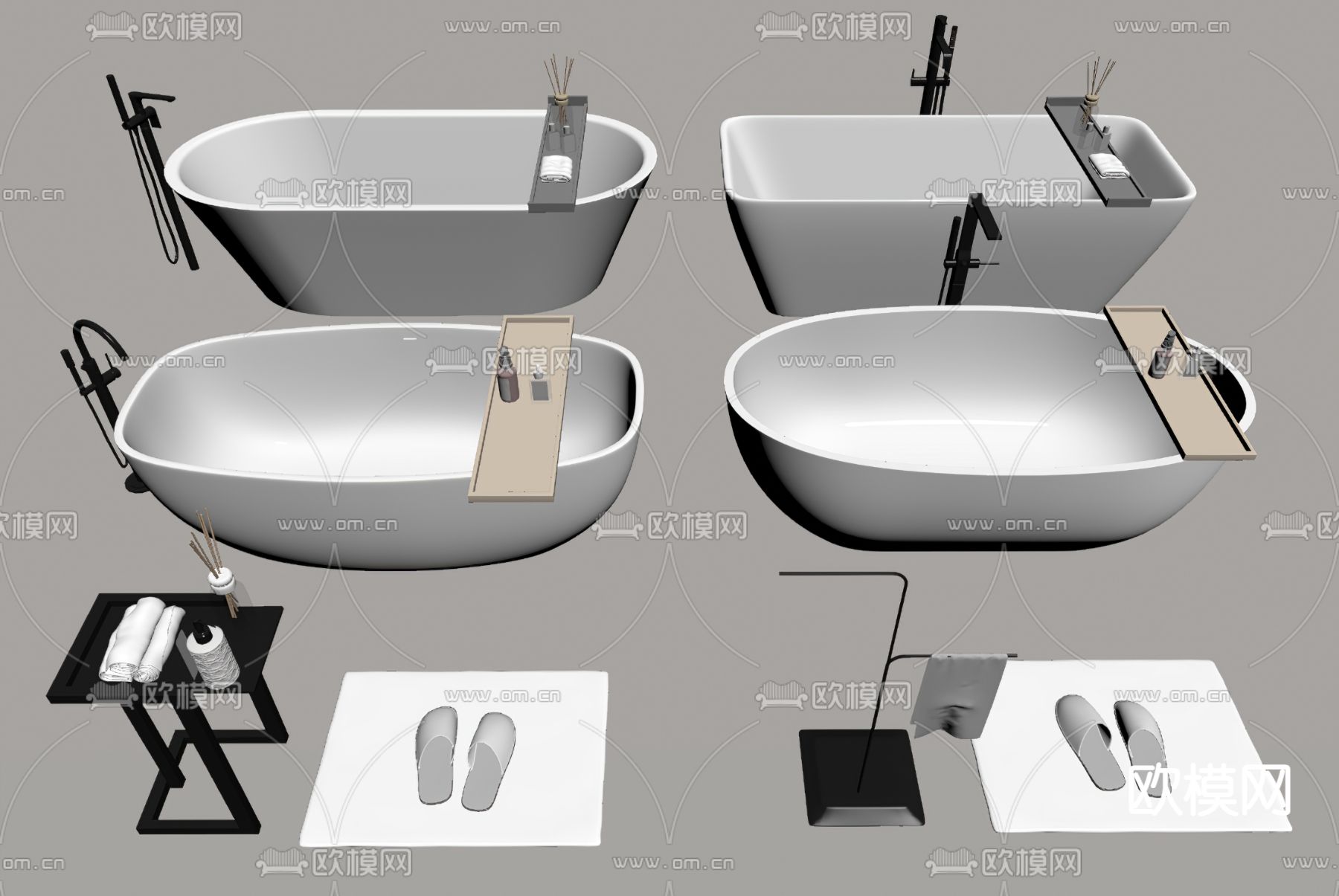 现代陶瓷浴缸su模型下载（渲染图1）