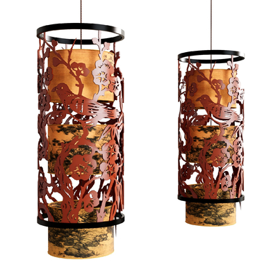  中式灯笼 镂空灯笼su模型 