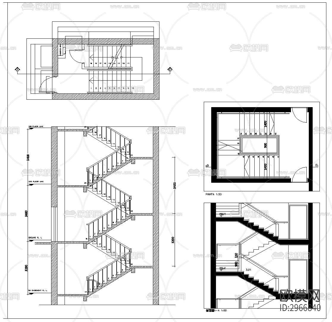 楼梯cad大样图下载（渲染图5）