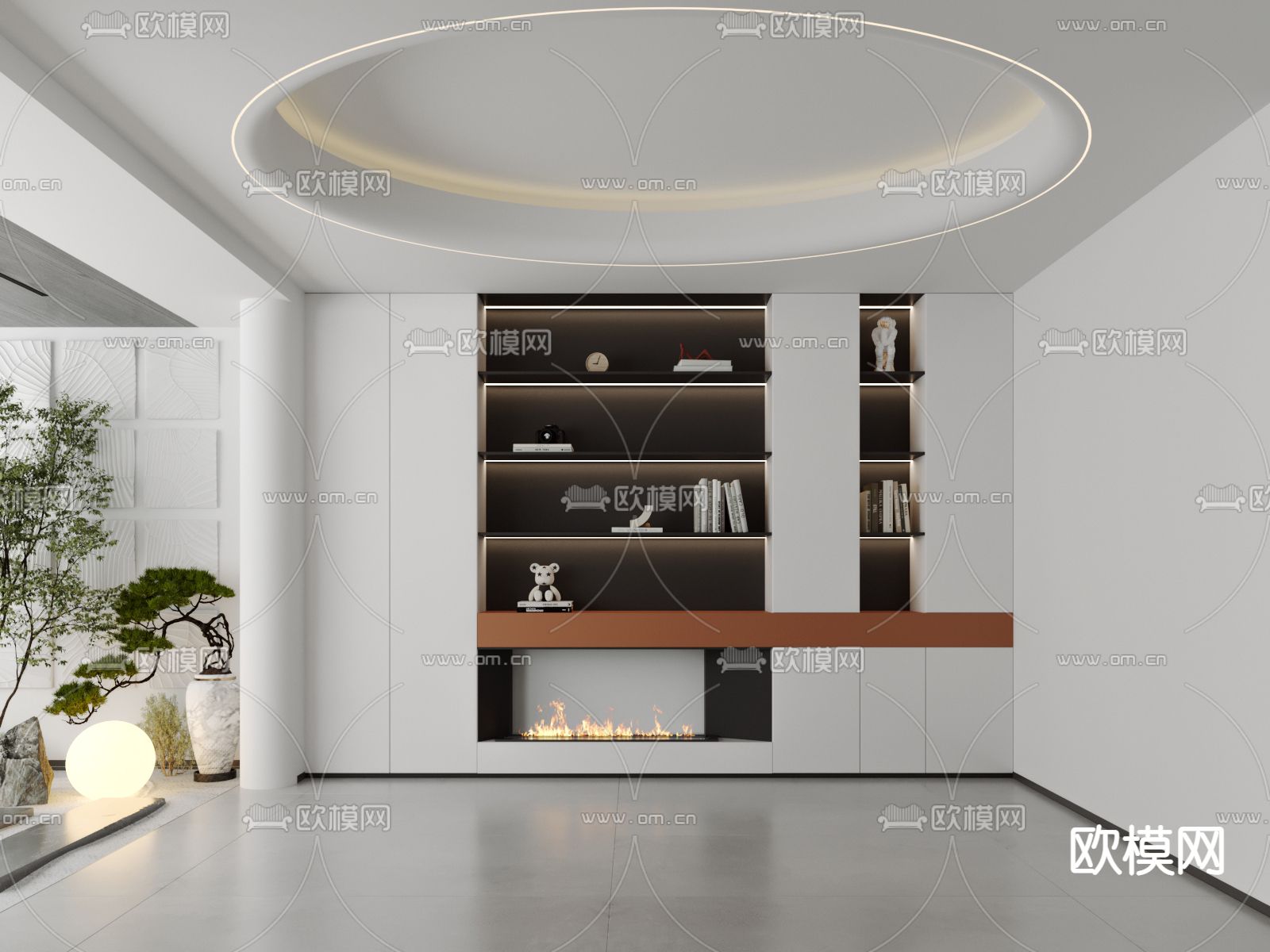 现代书柜 书架3d模型下载