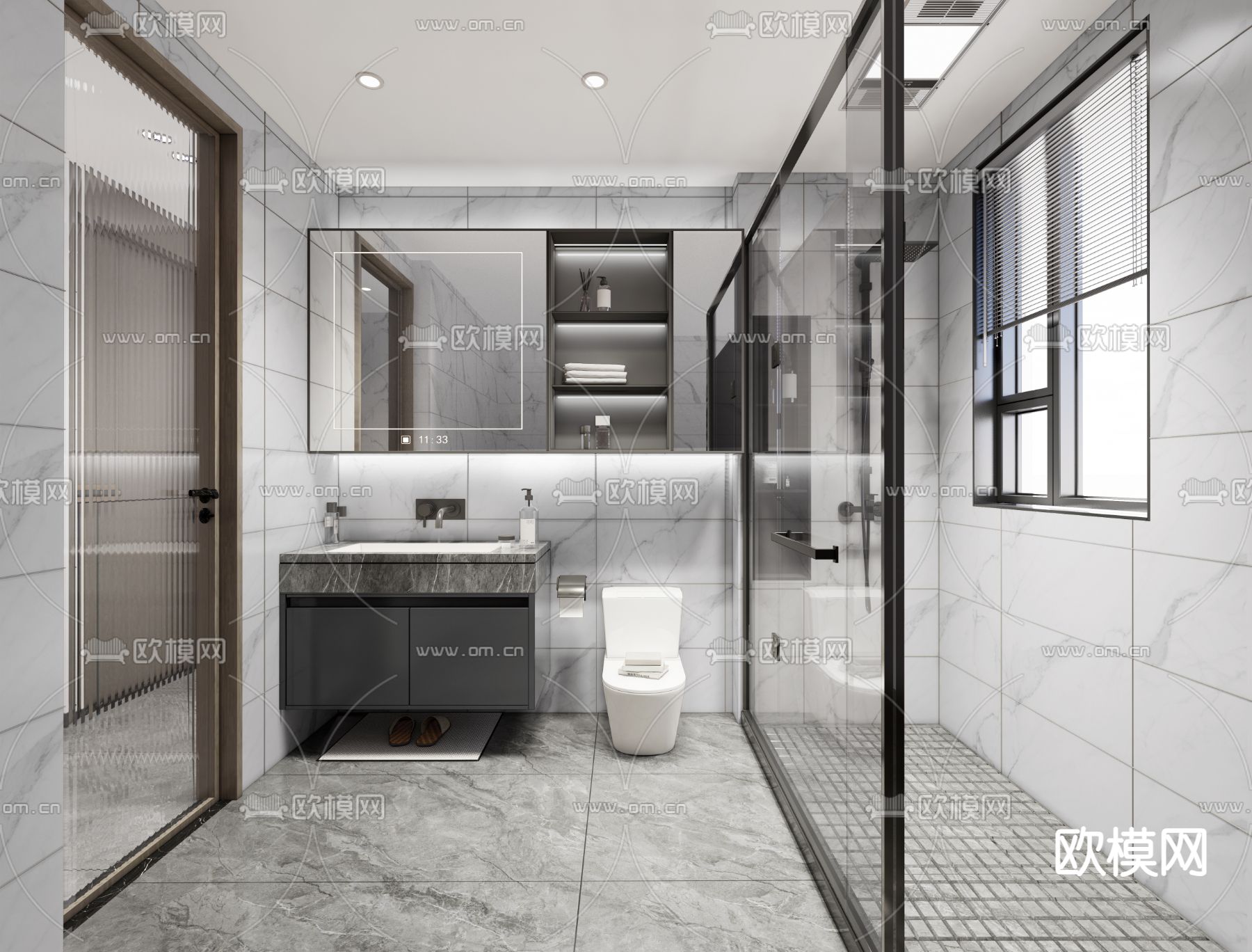 现代卫生间 浴室su模型下载（渲染图2）