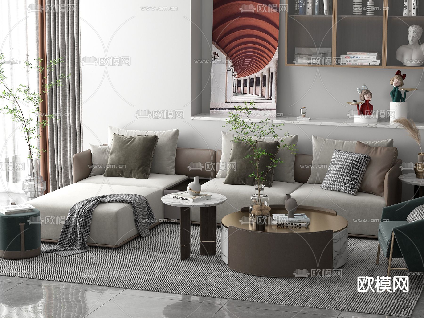 现代组合沙发3d模型下载