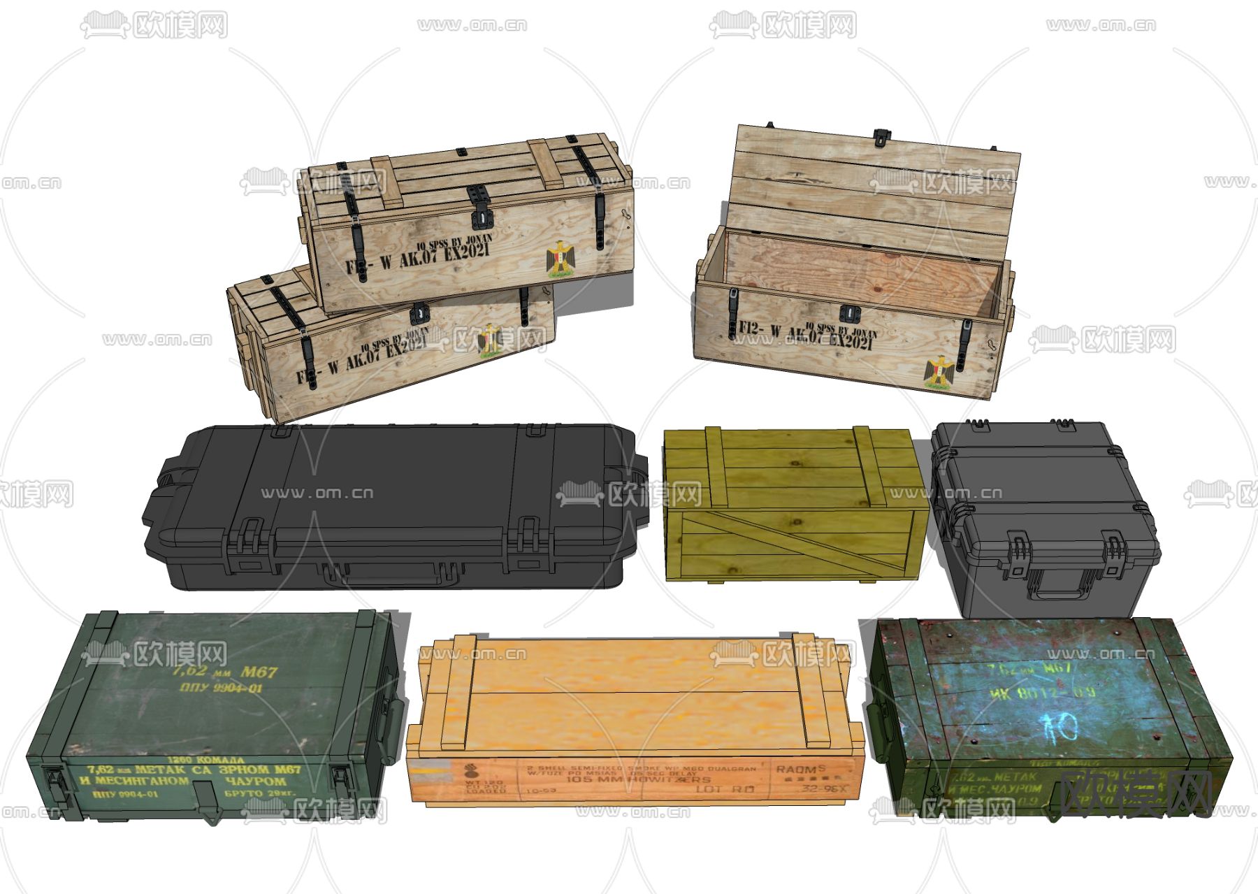 军火木箱 军用火药su模型下载