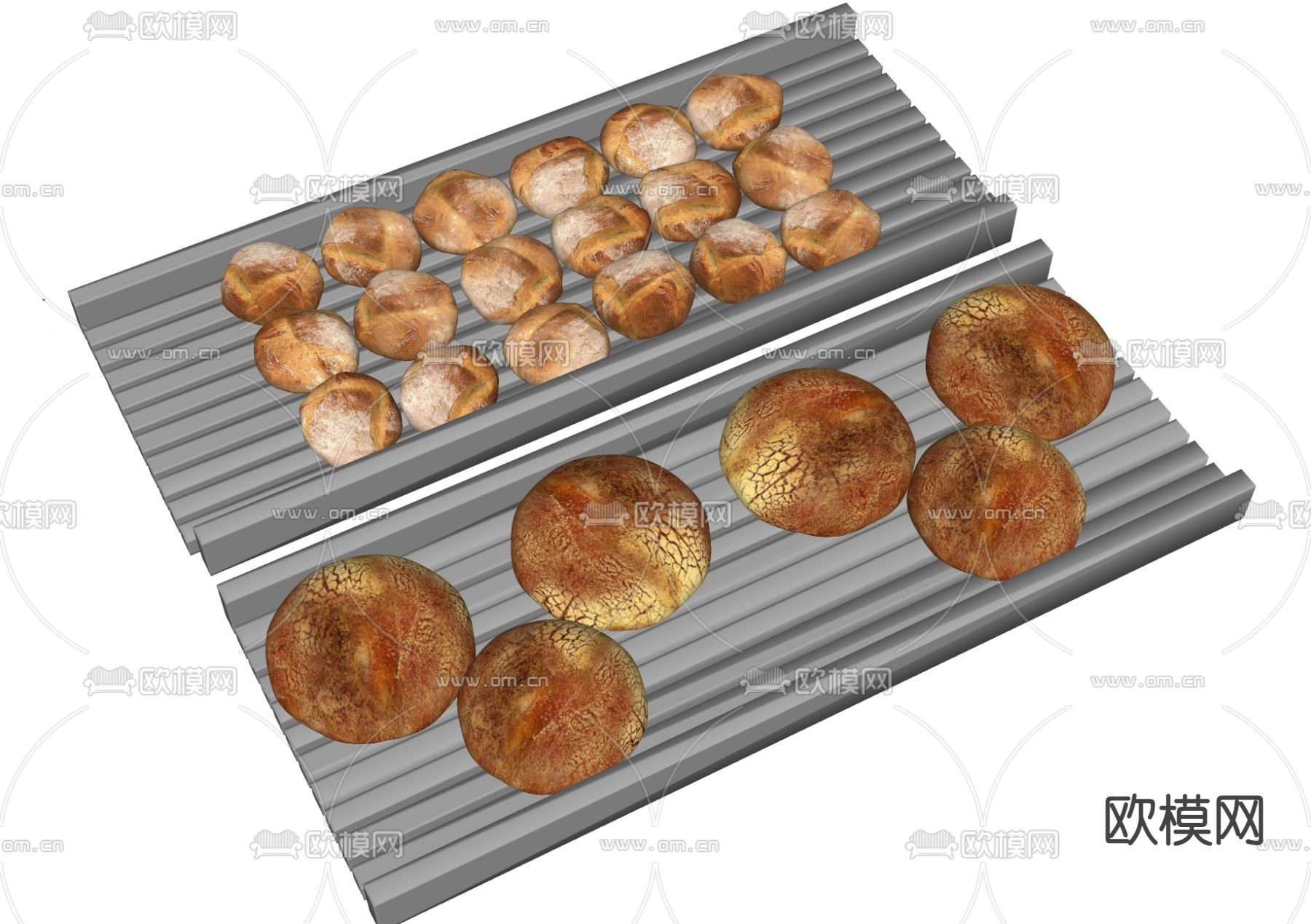 食物 面包贝果 蛋糕 托盘su模型下载（渲染图1）