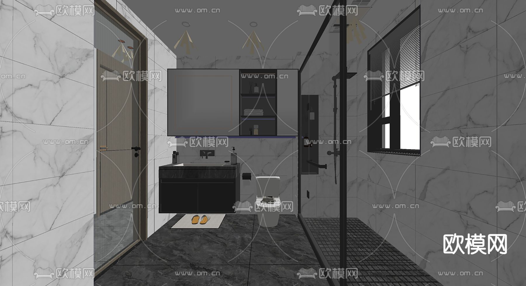 现代卫生间 浴室su模型下载（渲染图1）