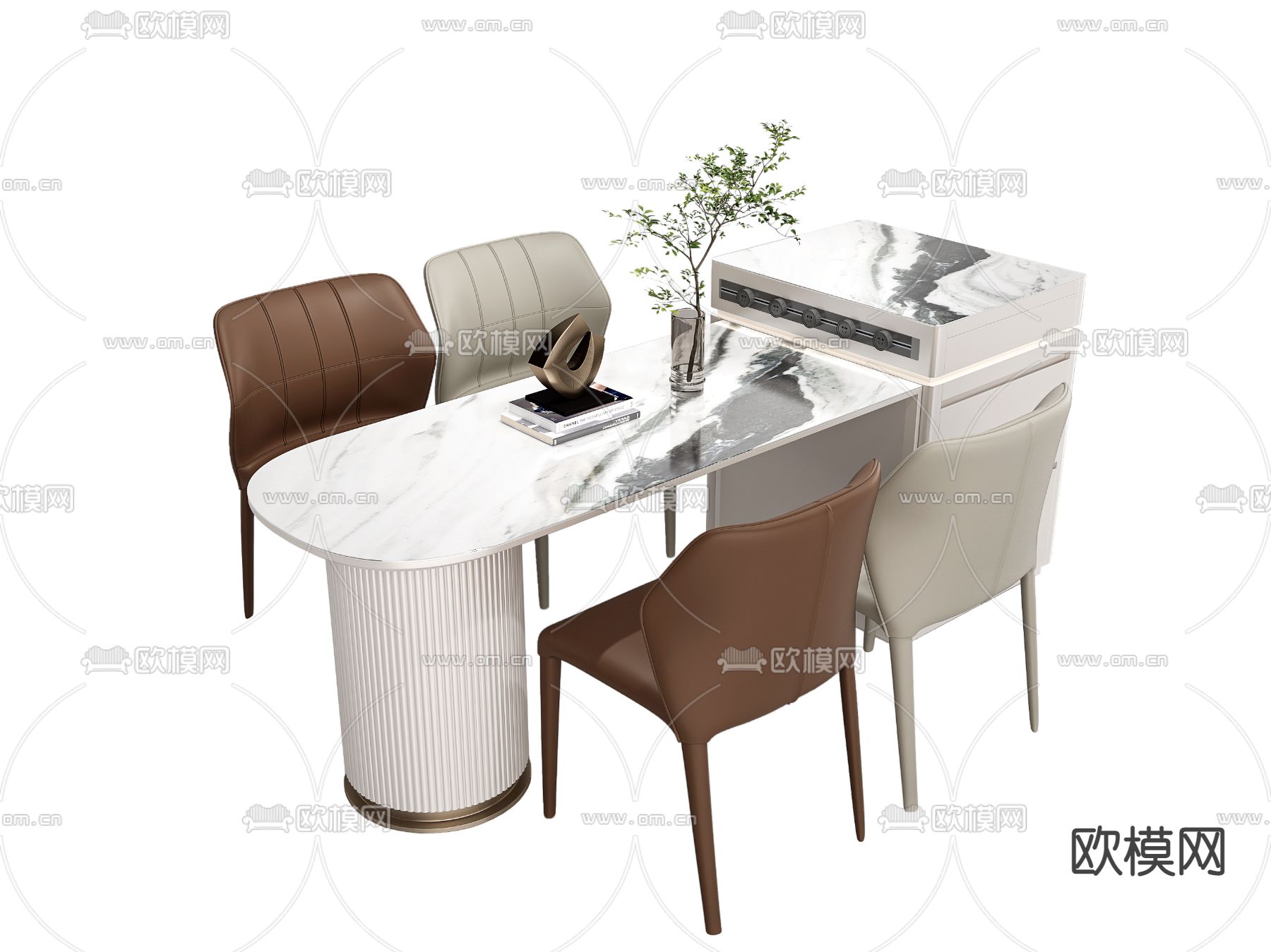 岛台餐桌椅3d模型下载