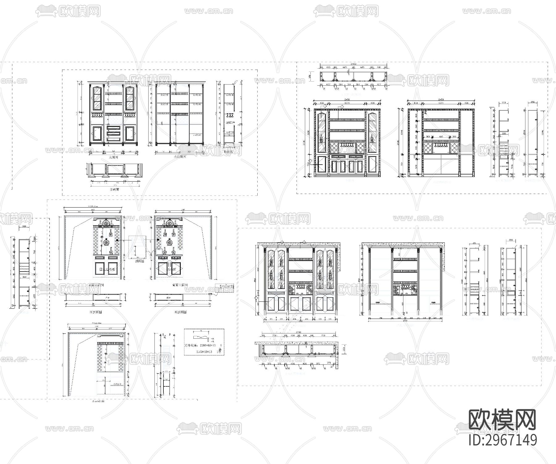 30款实木酒柜cad图库下载（渲染图4）