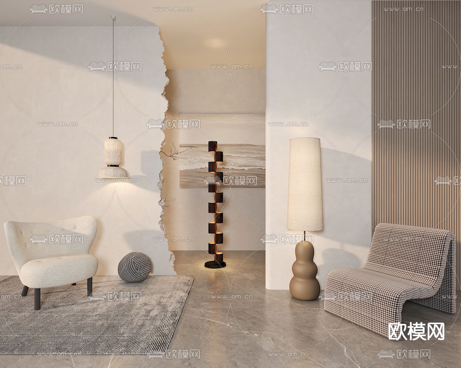 创意落地灯 休闲椅3d模型下载