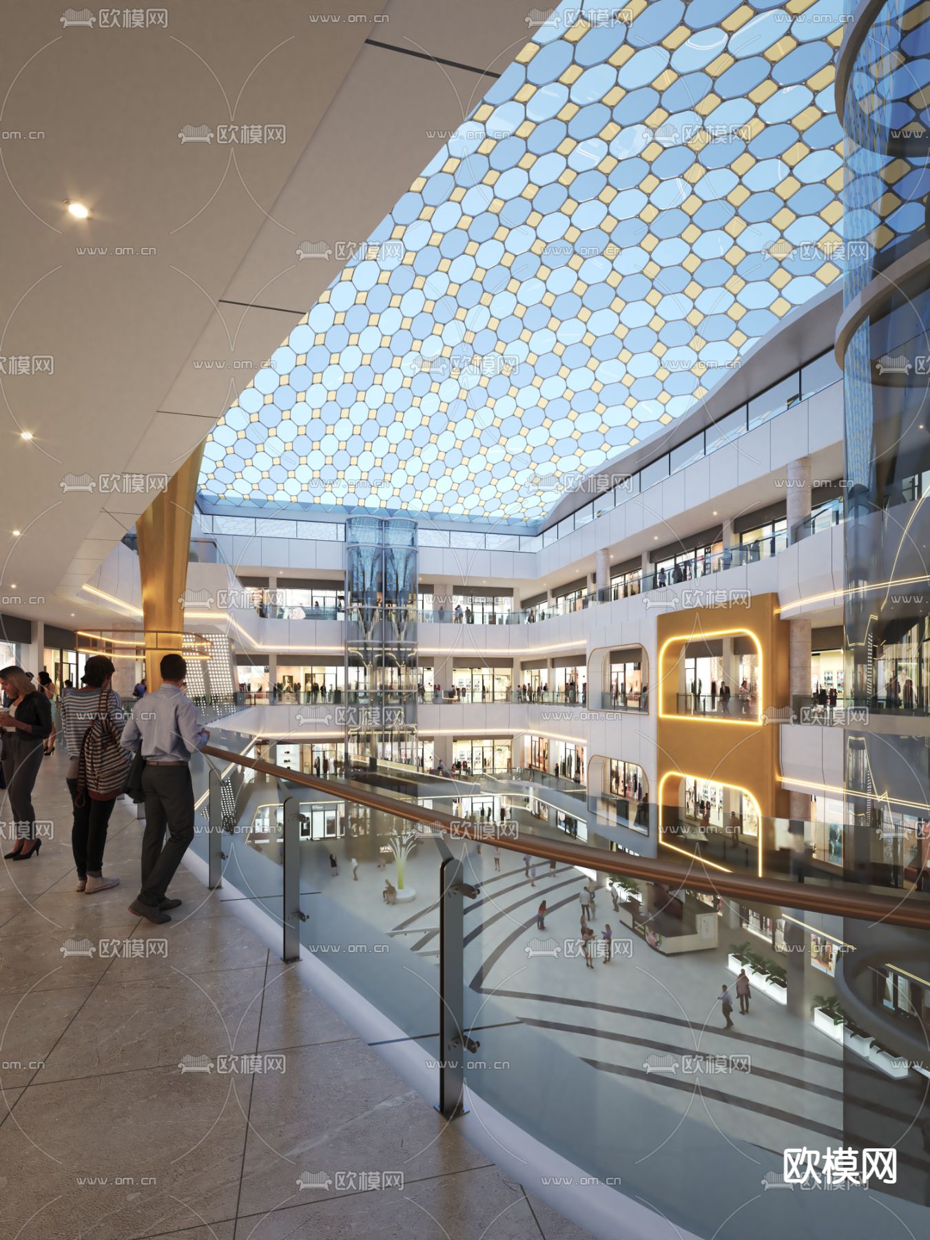 商场中庭 购物中心3d模型下载（渲染图1）