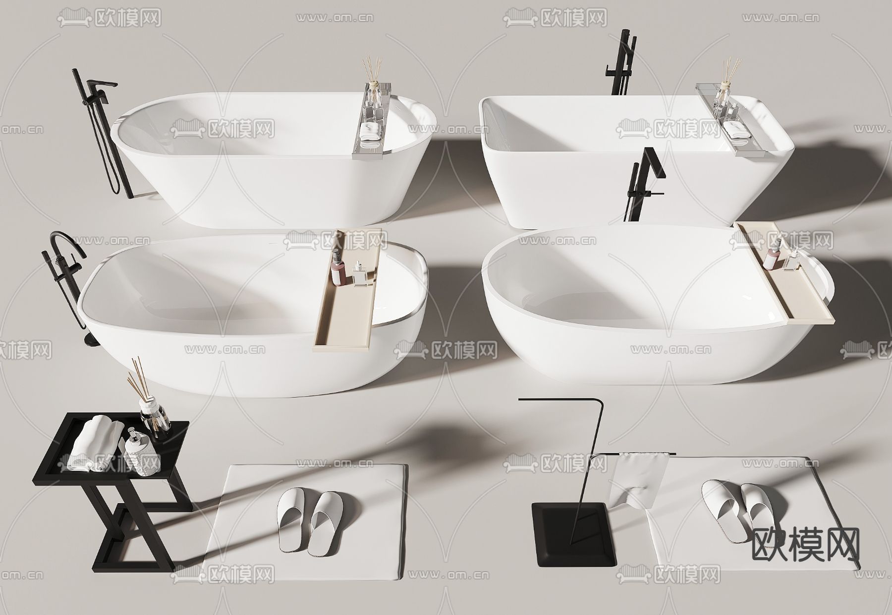 现代陶瓷浴缸su模型下载（渲染图2）