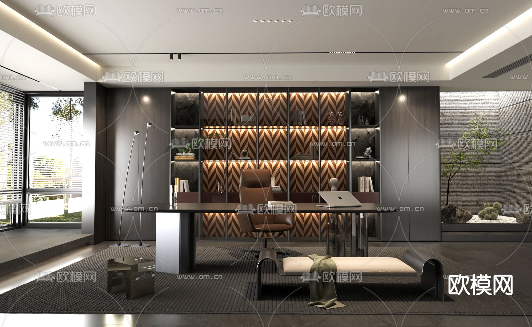 高级灰书房3d模型下载