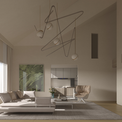  别墅客厅su模型 