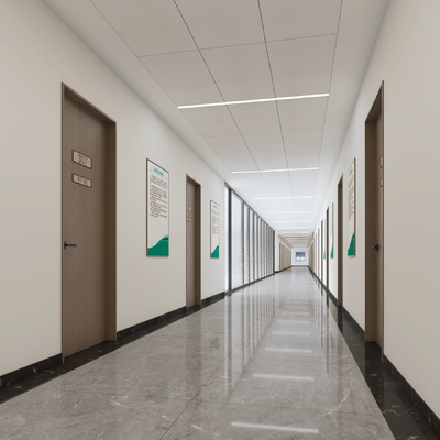  办公走廊su模型 