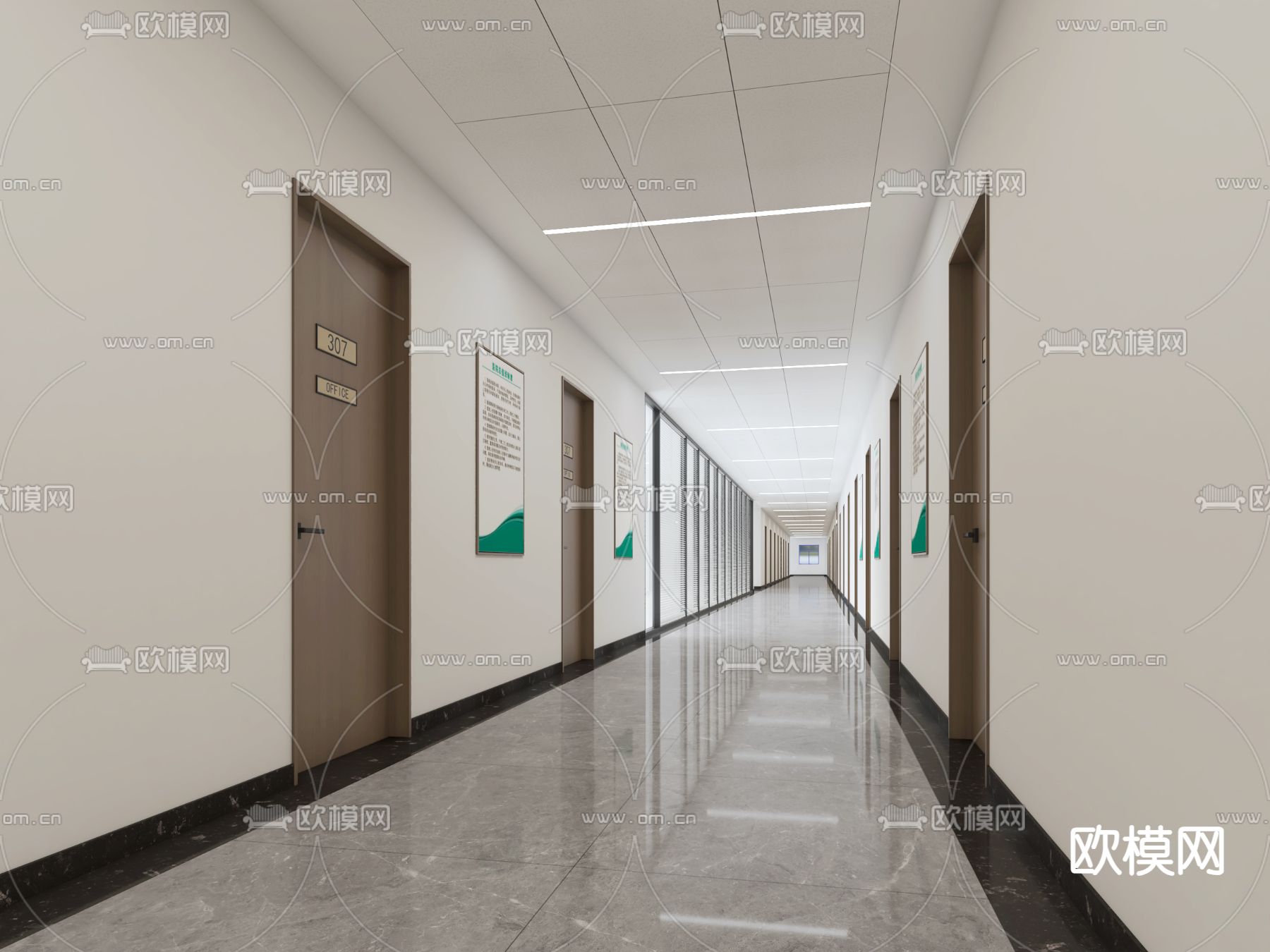 办公走廊su模型下载（渲染图2）