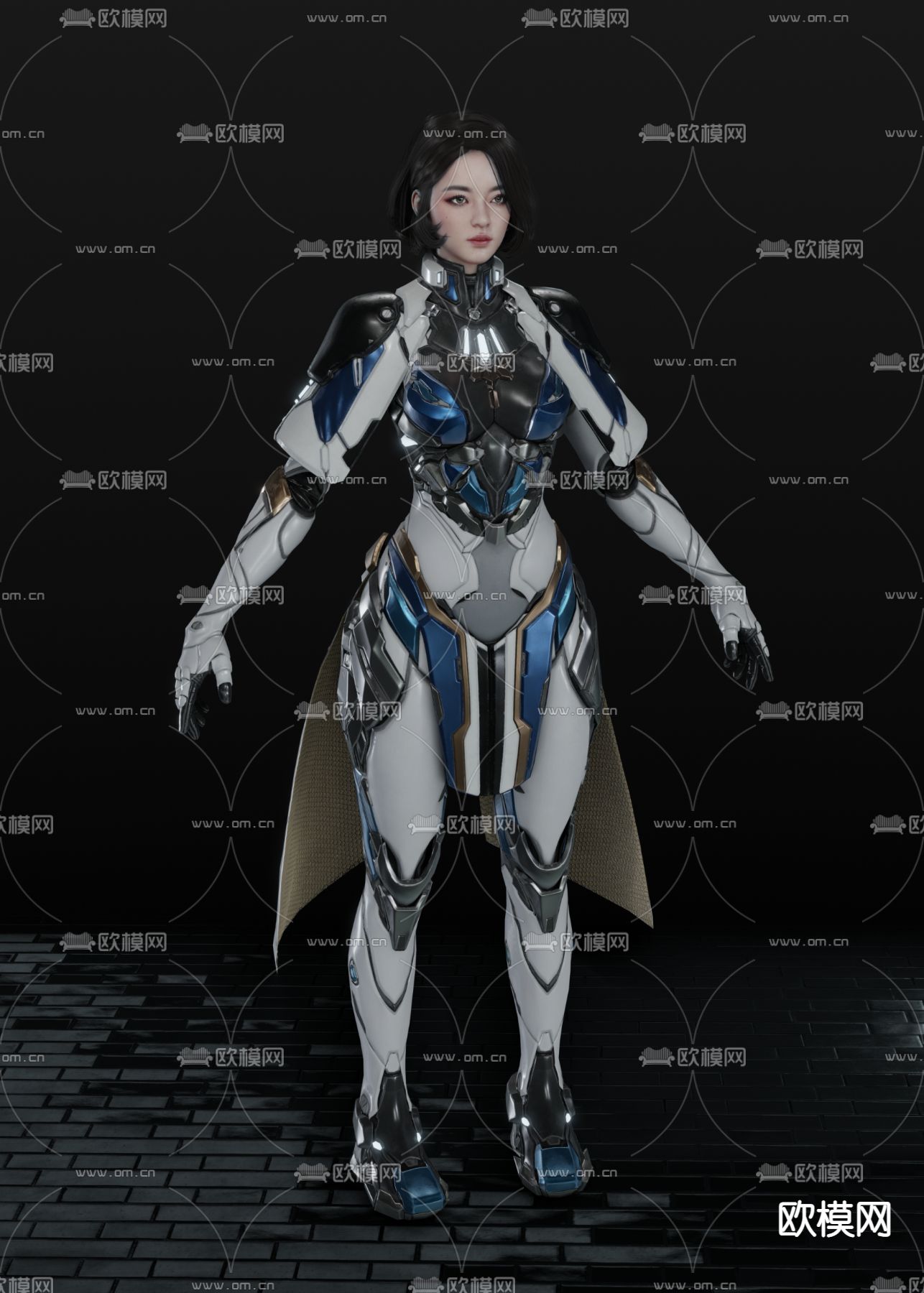 虚拟人物 美女 赛博朋克3d模型下载