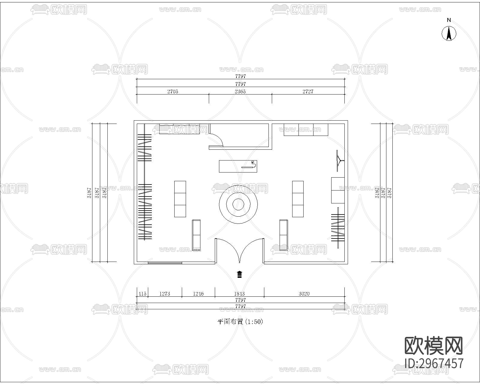 设计师品牌服装空间cad平面图下载（渲染图2）