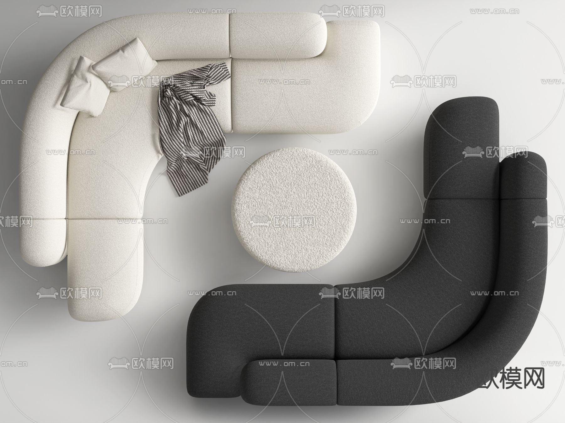 多人沙发 异型沙发su模型