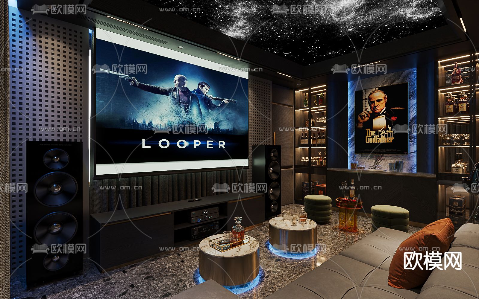 音影室 家庭影院免费3d模型下载（渲染图3）