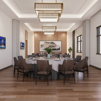  餐厅包间 包间su模型 