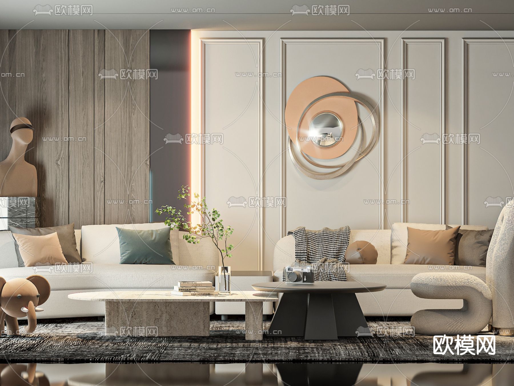 现代组合沙发3d模型下载