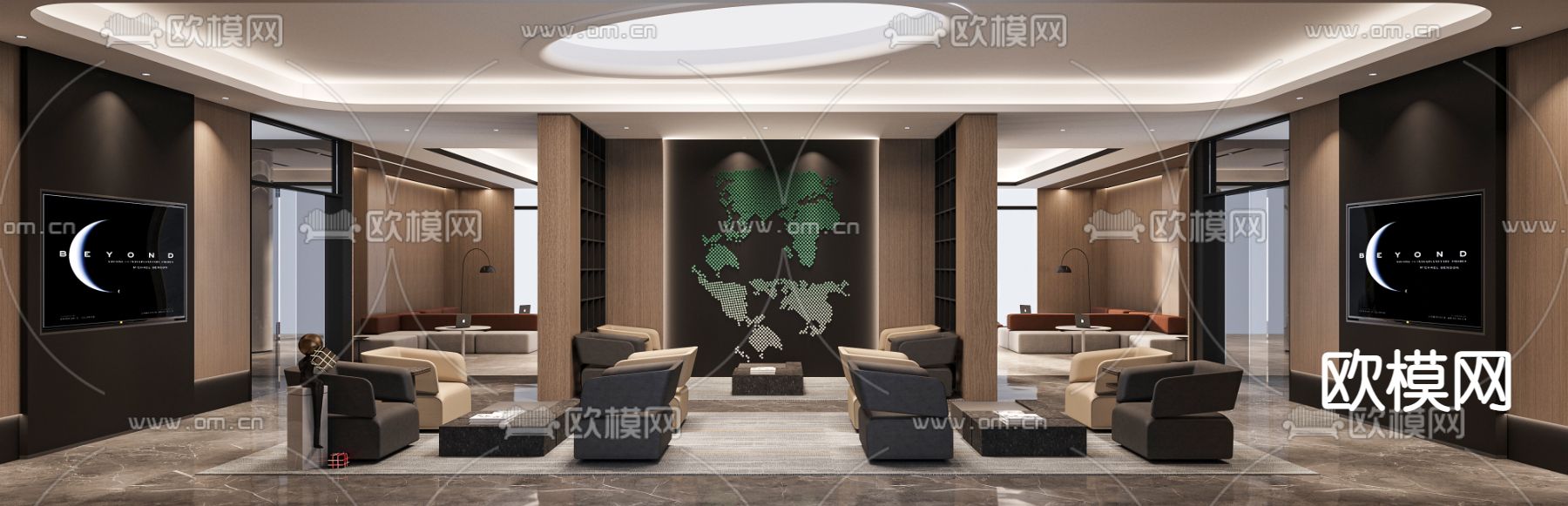 公司前台 接待 洽谈区3d模型下载（渲染图2）