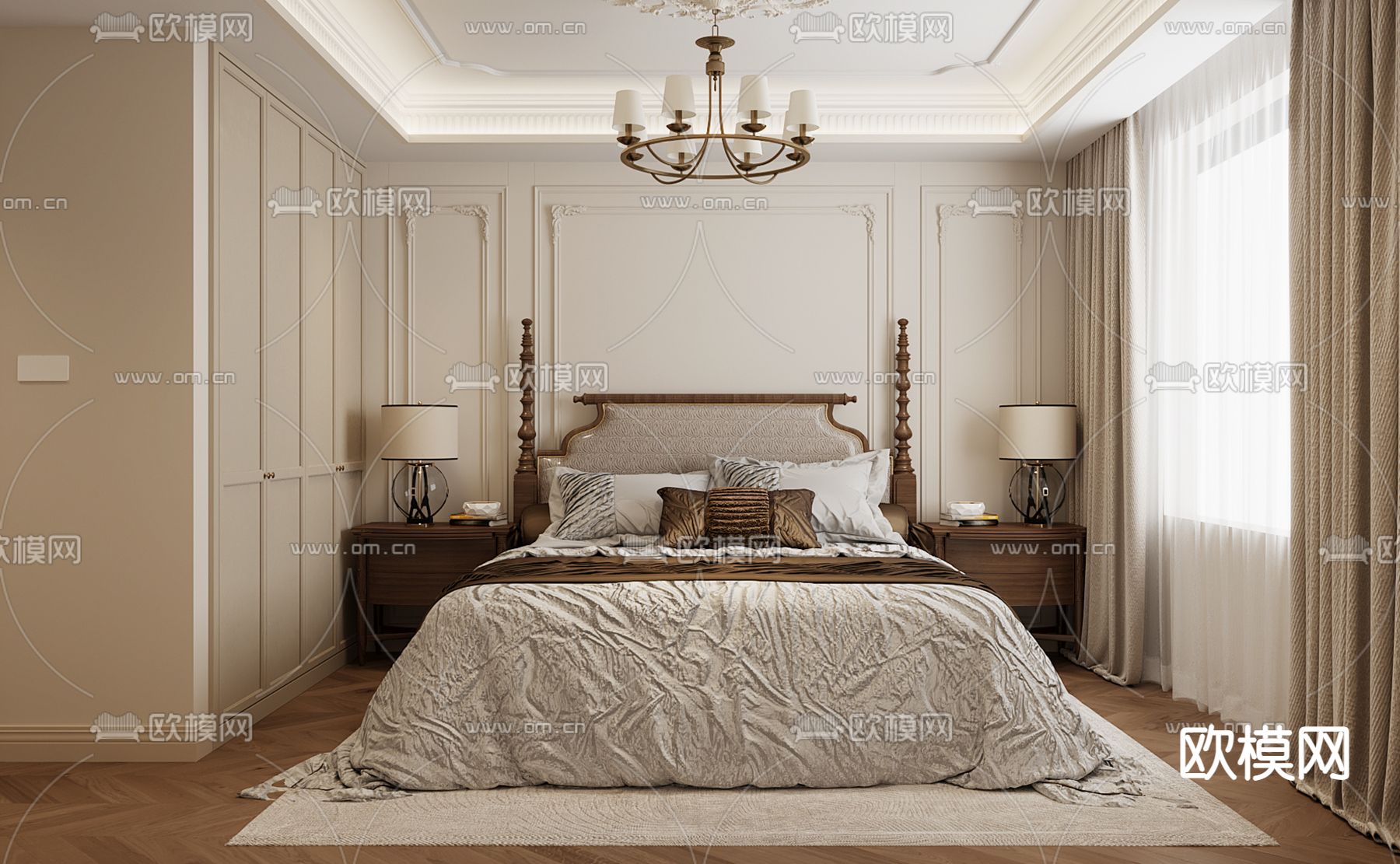 法式卧室 主卧 主人房3d模型下载