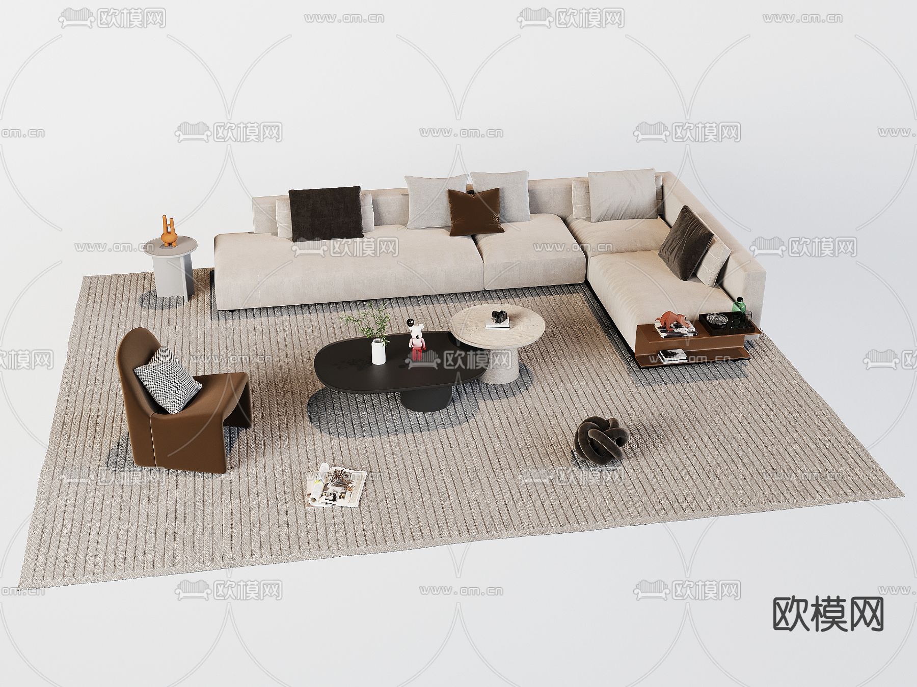 现代组合沙发3d模型下载