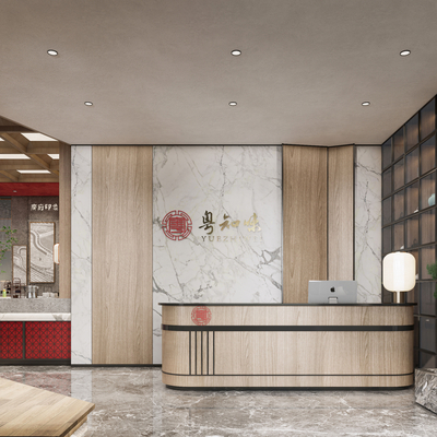  中餐厅前台 接待处su模型 