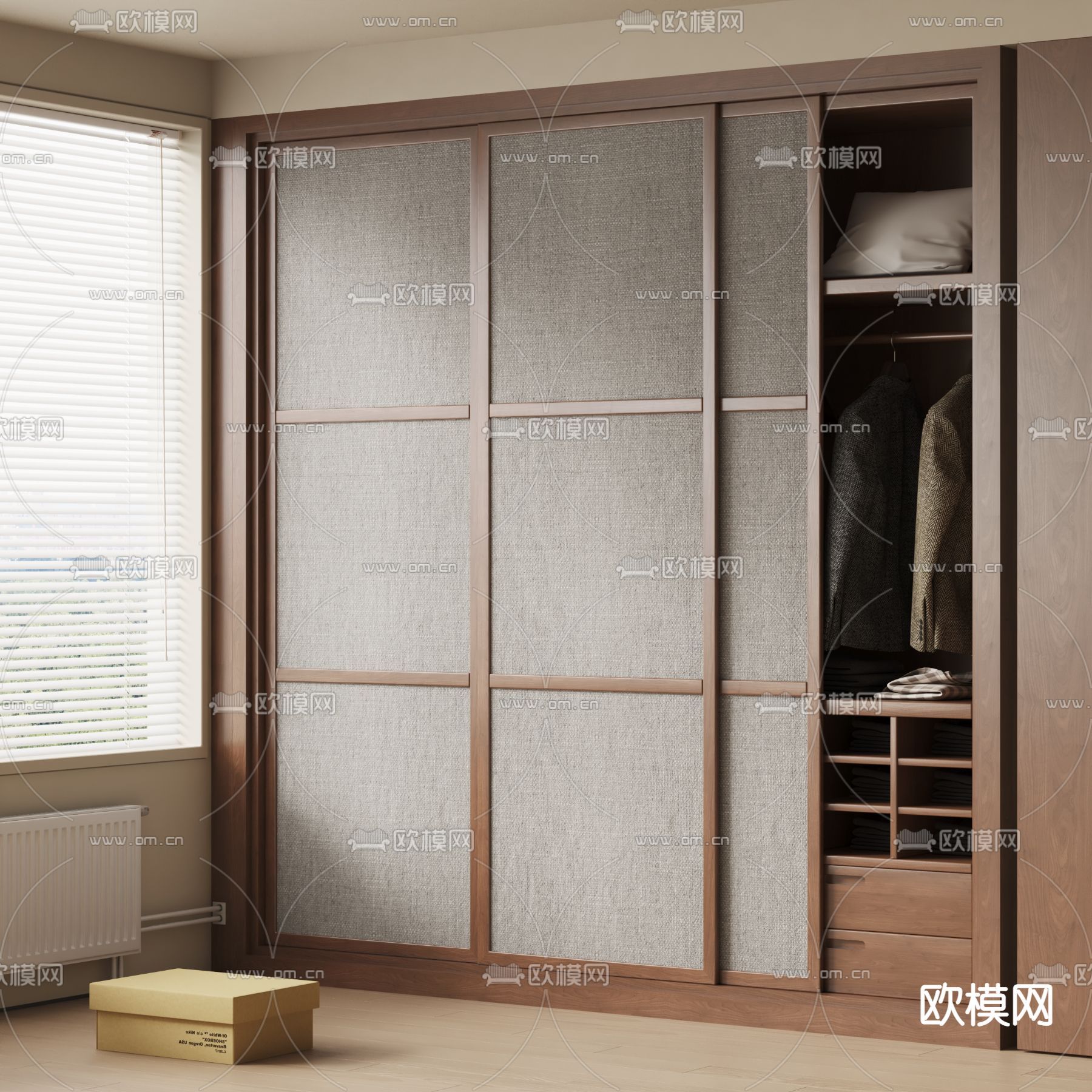 日式衣柜3d模型下载