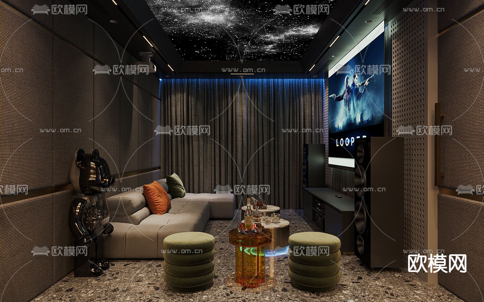 音影室 家庭影院免费3d模型下载（渲染图2）