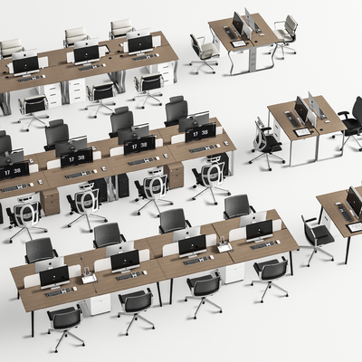  办公桌椅 屏风卡位su模型 