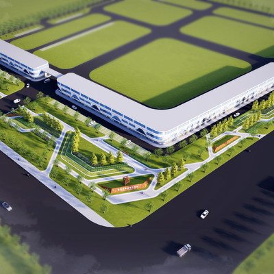 现代口袋公园 折线公园su模型