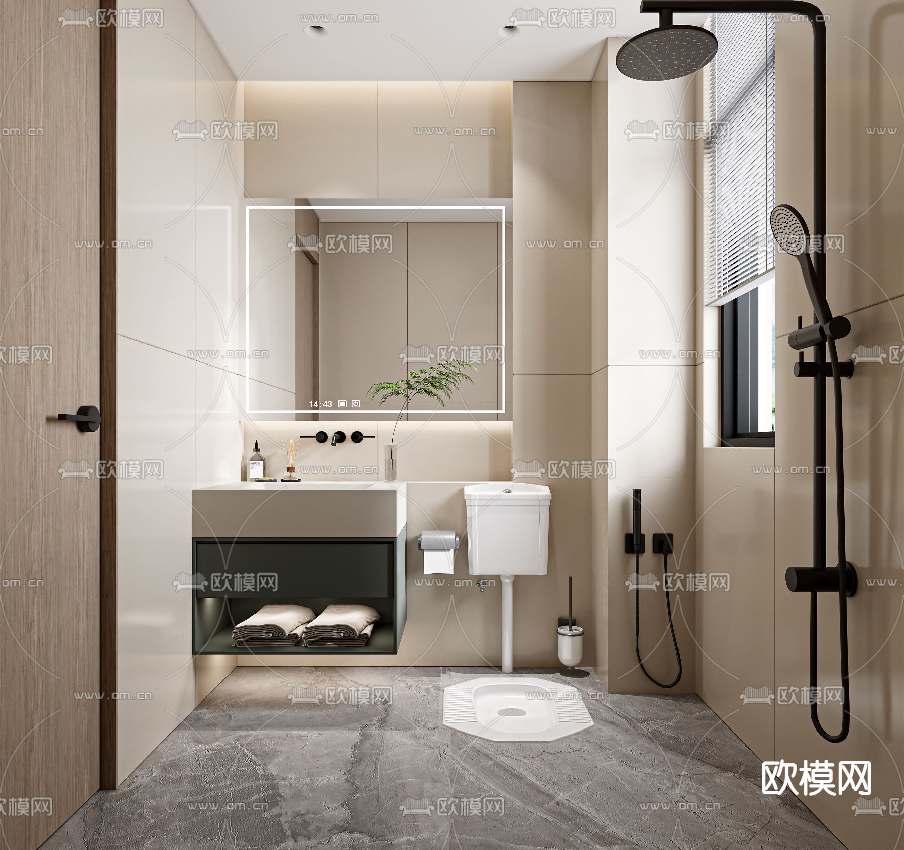 现代卫生间 浴室 洗手间3d模型下载