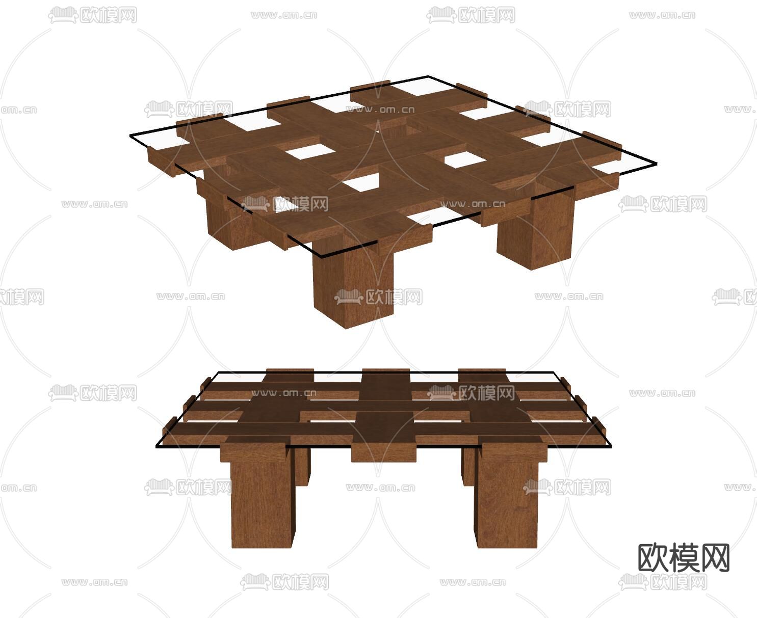 中古风茶几su模型下载（渲染图1）