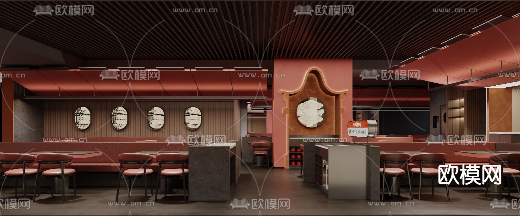 新中式火锅店3d模型下载（渲染图3）
