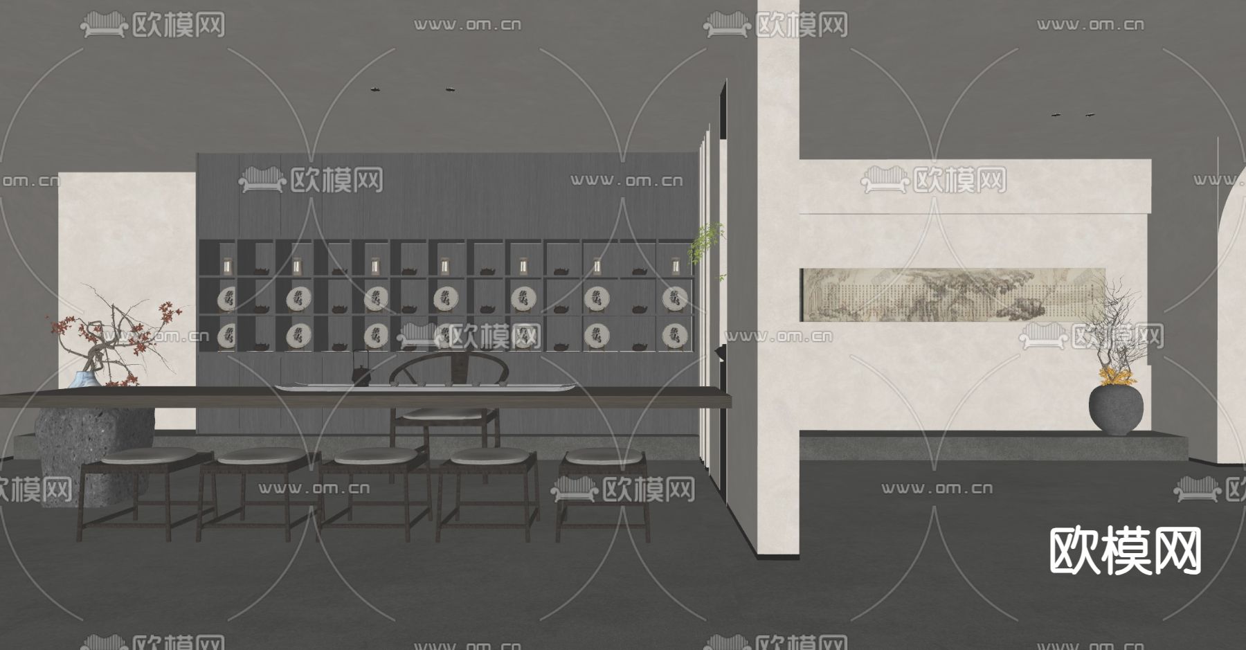 侘寂风茶楼su模型下载（渲染图1）