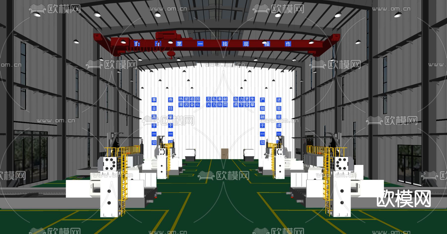 现代工厂 厂房su模型下载（渲染图1）