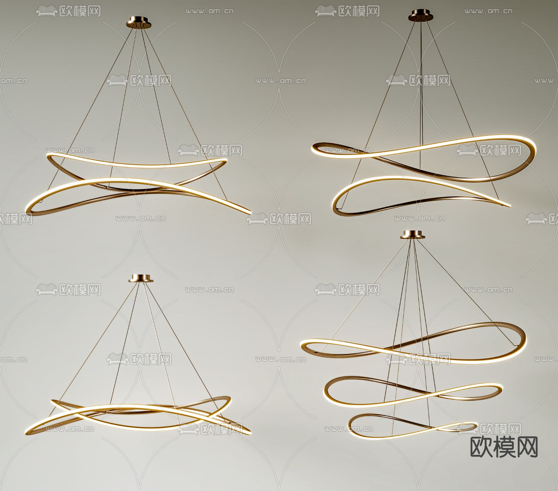 圆环吊灯 大厅吊灯3d模型下载