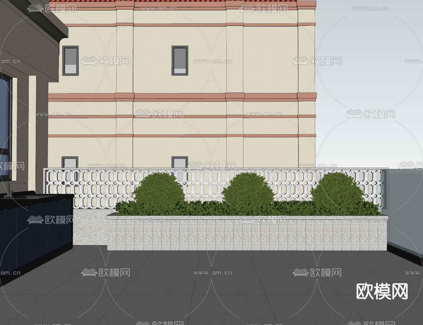 花基 阳台花池su模型下载（渲染图1）