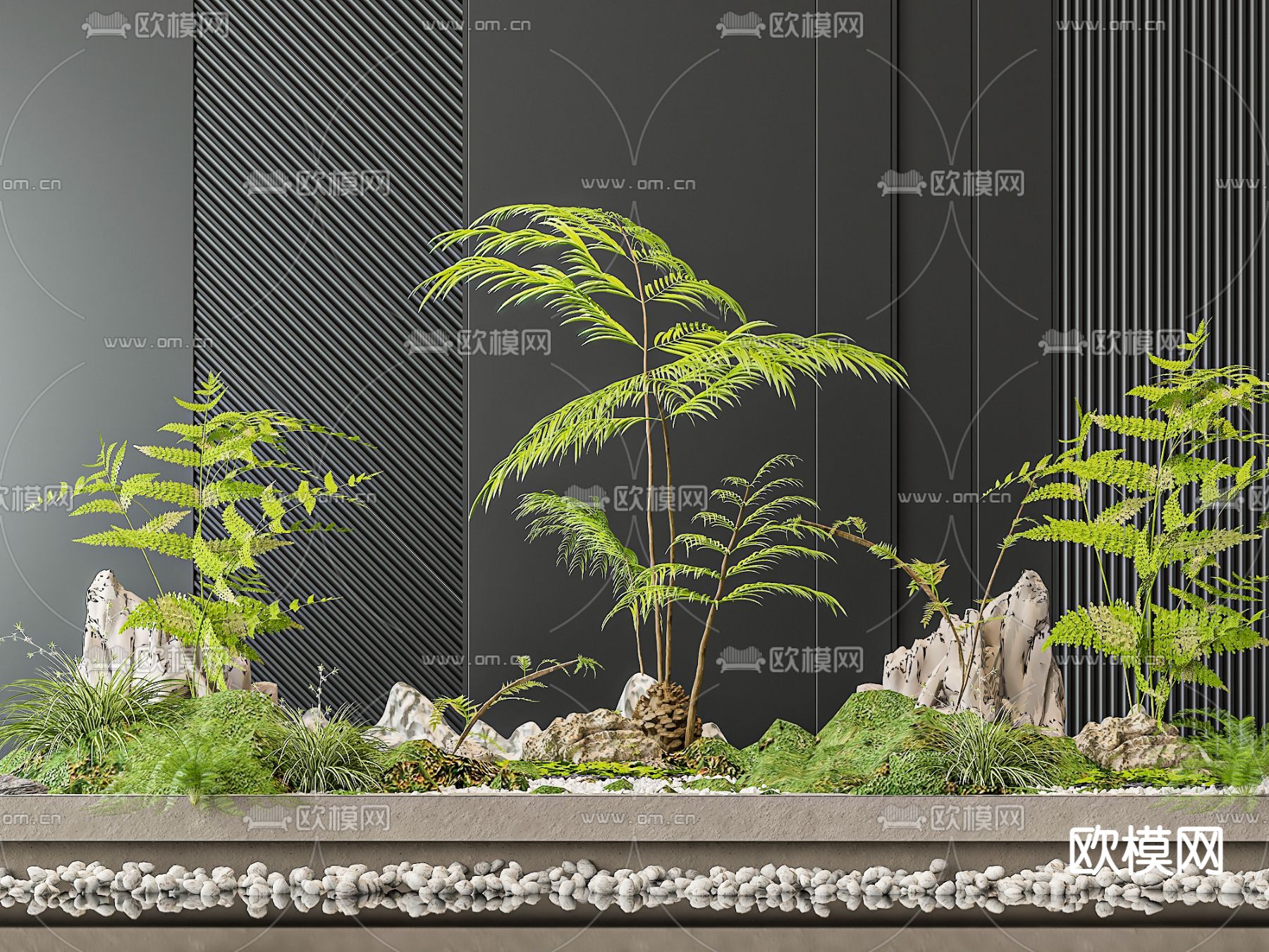 室内造景 植物堆3d模型下载