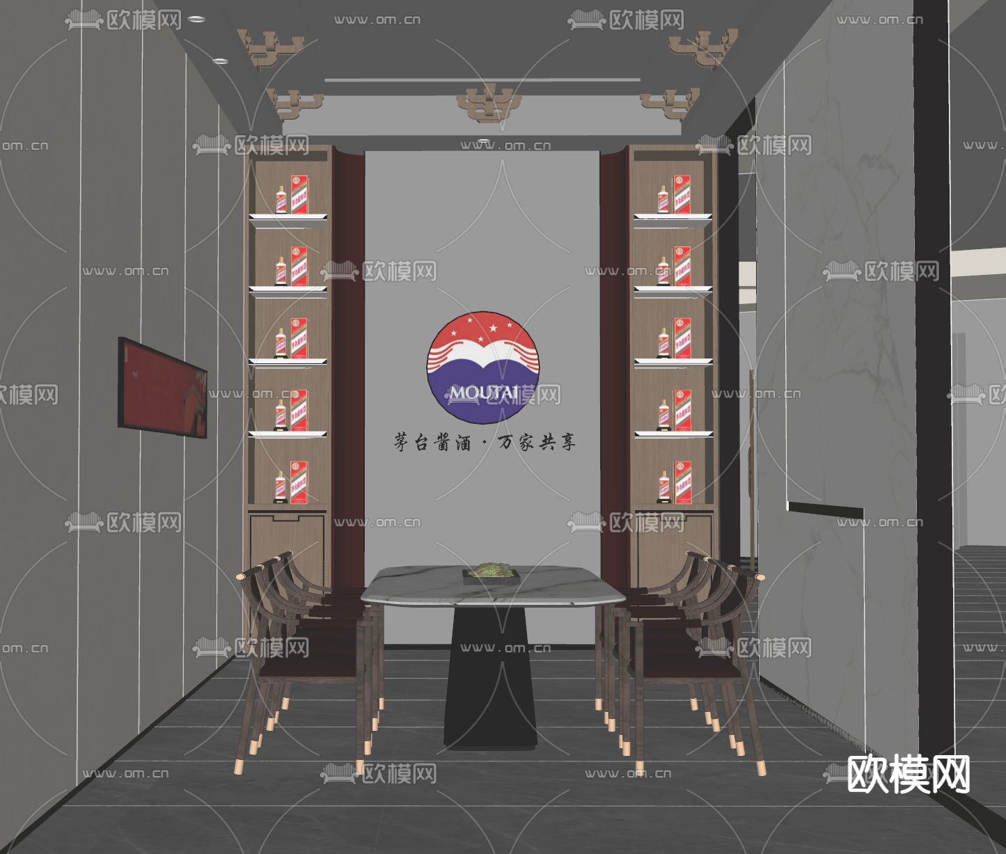 白酒品酒室su模型下载（渲染图1）